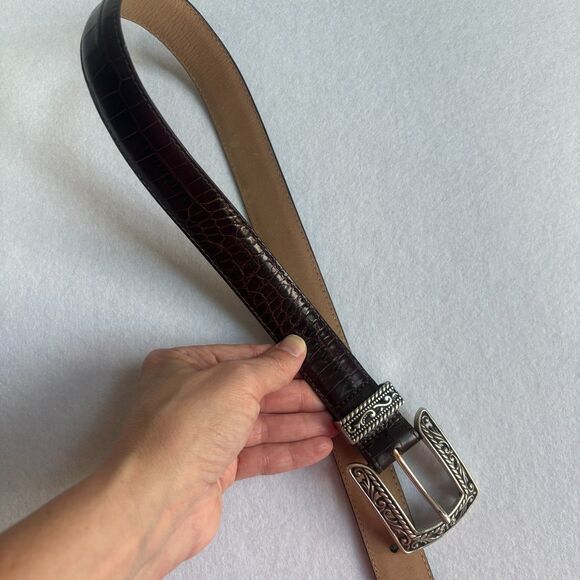 Brighton Accessories - Brighton Leather Belt Women's M / 30 Redish Brown Silver Hardwear Western B4708